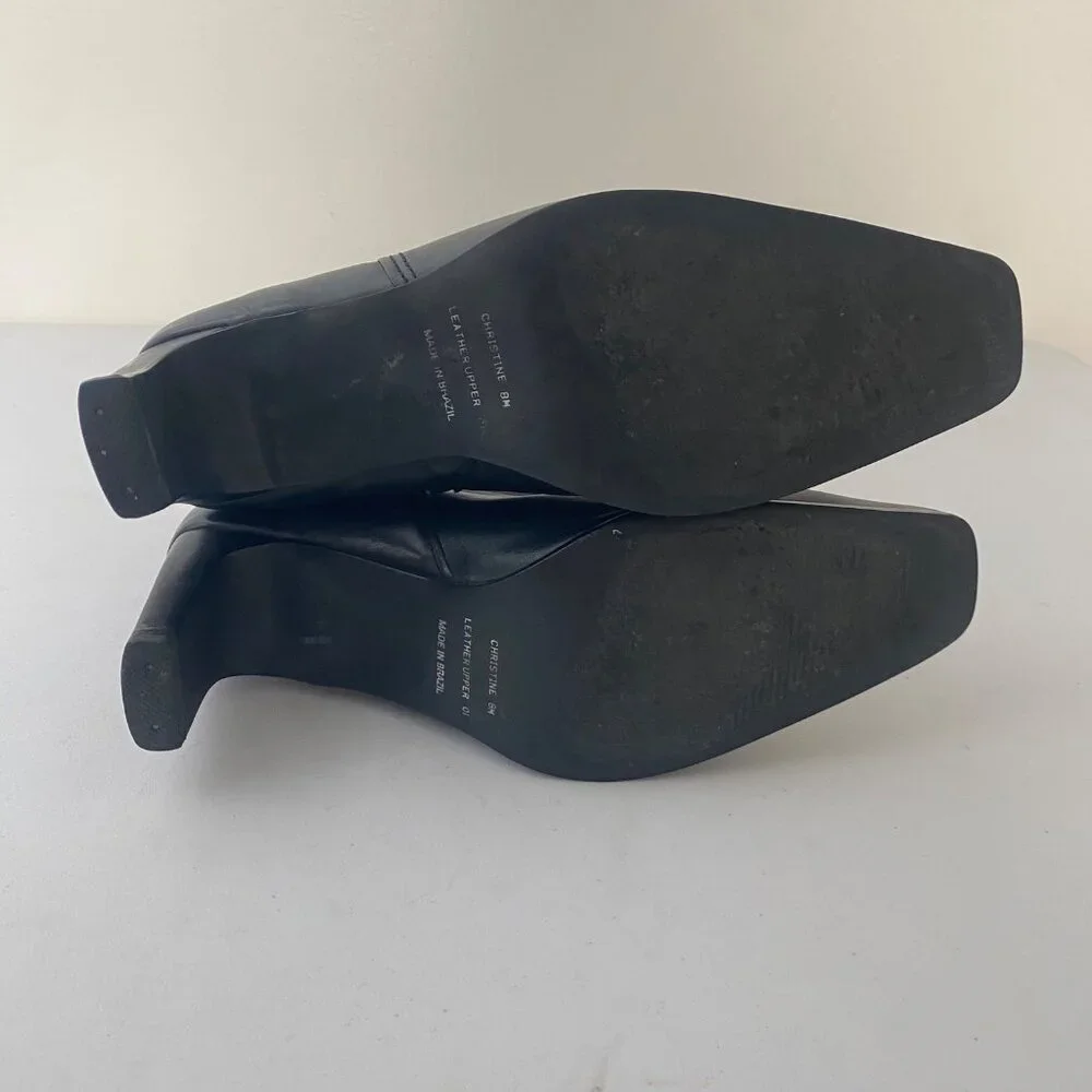 Hillard & Hanson Christine Ankle Boots Shoes Buckle Heel Pointed Toe Black